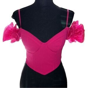 Crystal Sky Pink Puff Sleeve Crop
Top(Size XSmall)